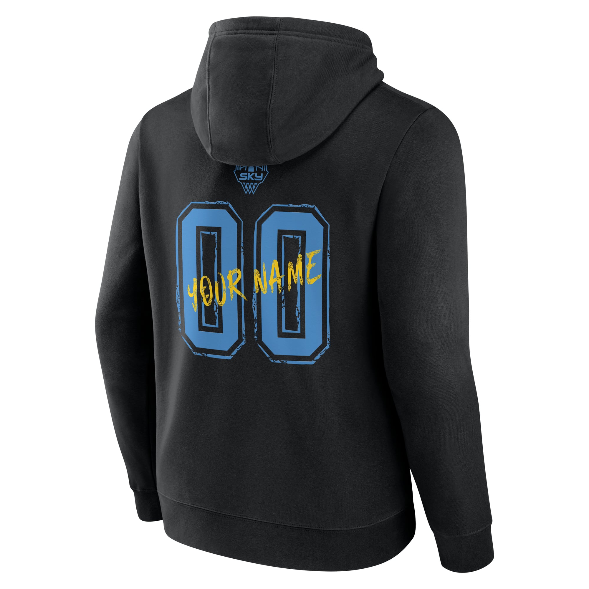 Sweat à capuche noir pour homme Chicago Sky Hustle personnalisé avec nom et numéro