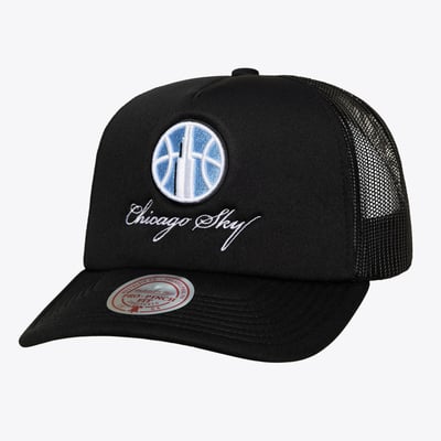 Chicago Sky Mitchell & Ness Unisex Script Pro Pinch Adjustable Trucker Hat - Black