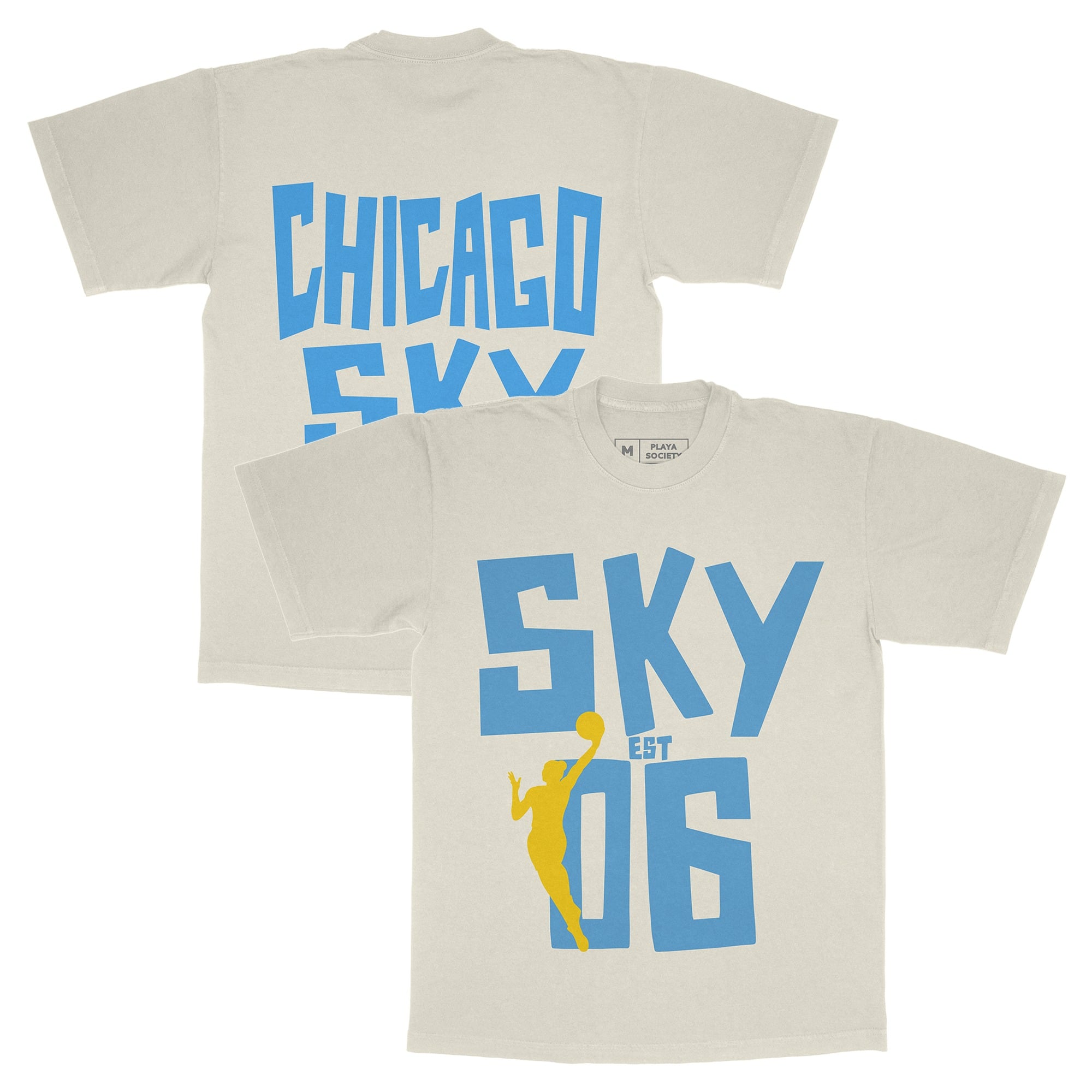 Unisex Playa Society  Oatmeal Chicago Sky Est T-Shirt