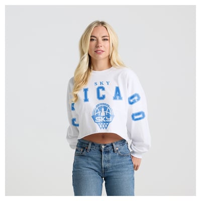 Chicago Sky Fanatics Women's Spirit Jersey Cropped Crew Neck Sweatshirt - White