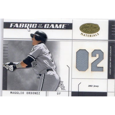 2003 Leaf Certified Materials Fabric of the Game #107JY Magglio Ordonez JY/102
