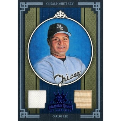 2005 Diamond Kings Materials Framed Blue #61 Carlos Lee Bat-Jsy