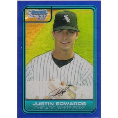 2006 Bowman Chrome Draft Draft Picks Blue Refractors #14 Justin Edwards