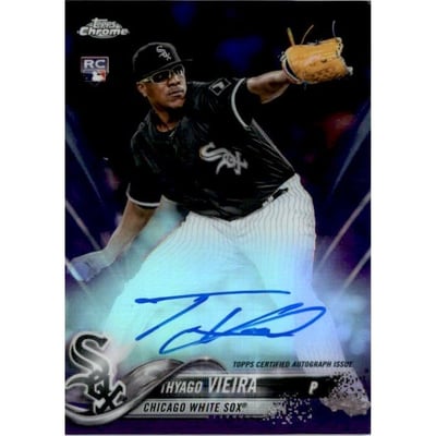2018 Topps Chrome Rookie Autographs Purple Refractors #RATV Thyago Vieira