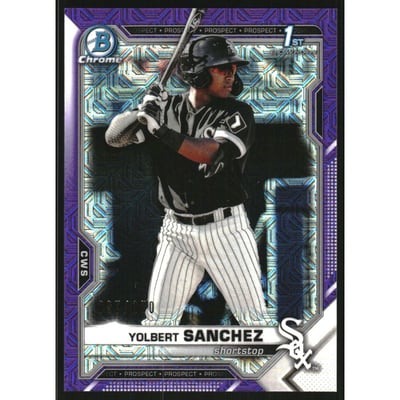 2021 Bowman Chrome Mega Box Prospects Purple Refractors #BCP40 Yolbert Sanchez
