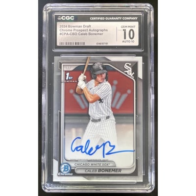 2024 Bowman Draft Chrome Prospect #CPA-CBO Caleb Bonemer RC Auto CGC 10