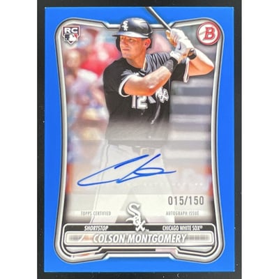 2026 Bowman Rookies & Veterans Retail Blue Border Colson Montgomery RC Auto /150