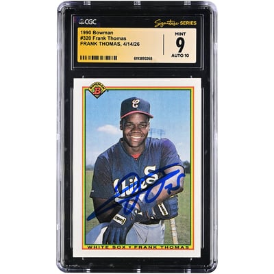 Frank Thomas Chicago White Sox Autographed 1990 Bowman #320 CGC Fanatics Witnessed Authenticated 9/10 Rookie Card