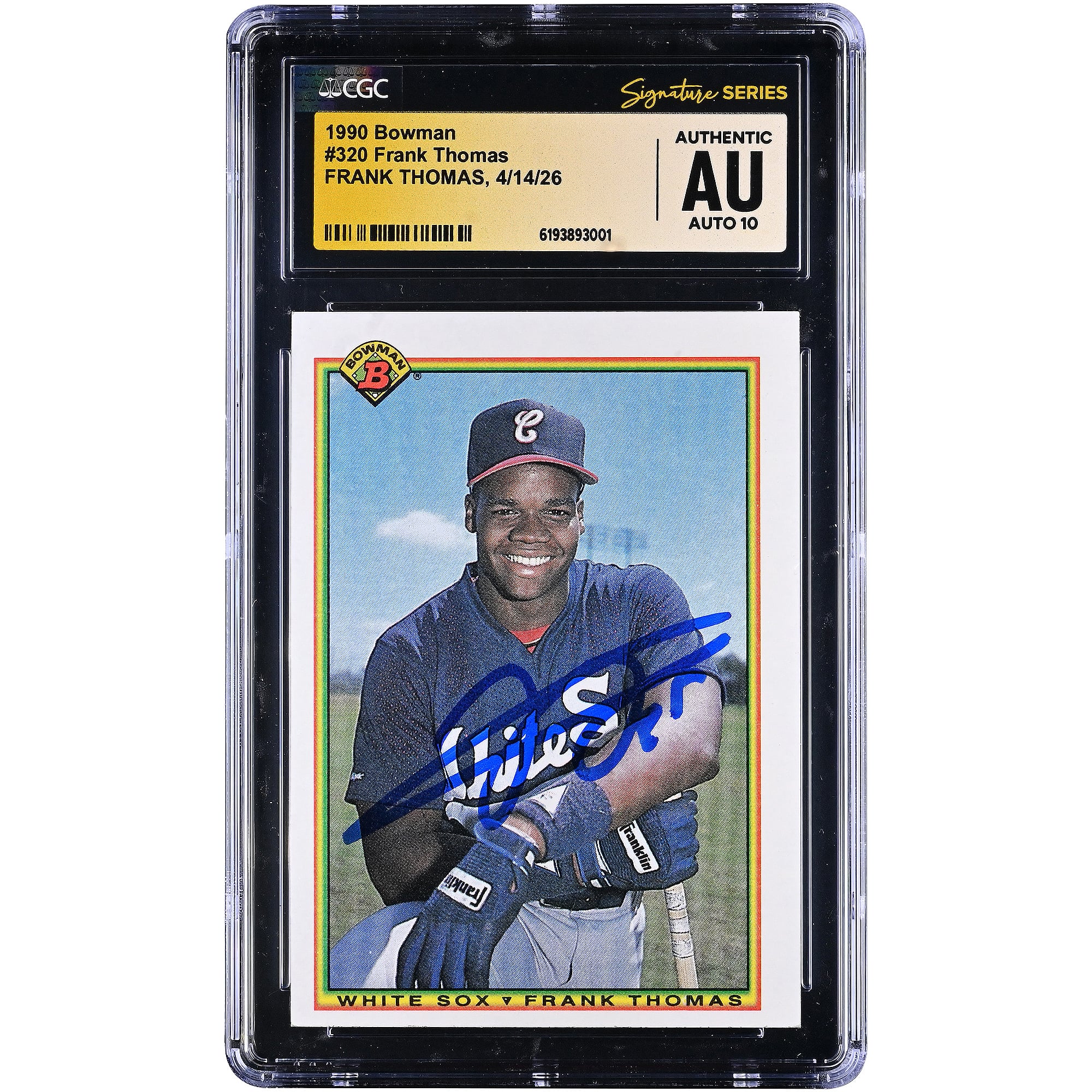 Frank Thomas Chicago White Sox Autographed 1990 Bowman #320 CGC Fanatics Witnessed Authenticated AUTO 10 Rookie Card