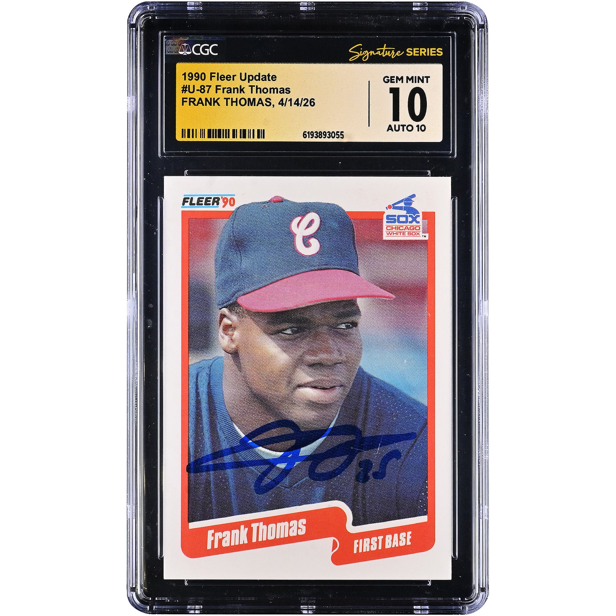 Frank Thomas Chicago White Sox Autographed 1990 Fleer Update #U-87 CGC Fanatics Witnessed Authenticated 10/10 Rookie Card