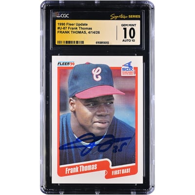 Frank Thomas Chicago White Sox Autographed 1990 Fleer Update #U-87 CGC Fanatics Witnessed Authenticated 10/10 Rookie Card