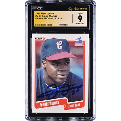 Frank Thomas Chicago White Sox Autographed 1990 Fleer Update #U-87 CGC Fanatics Witnessed Authenticated 9/10 Rookie Card