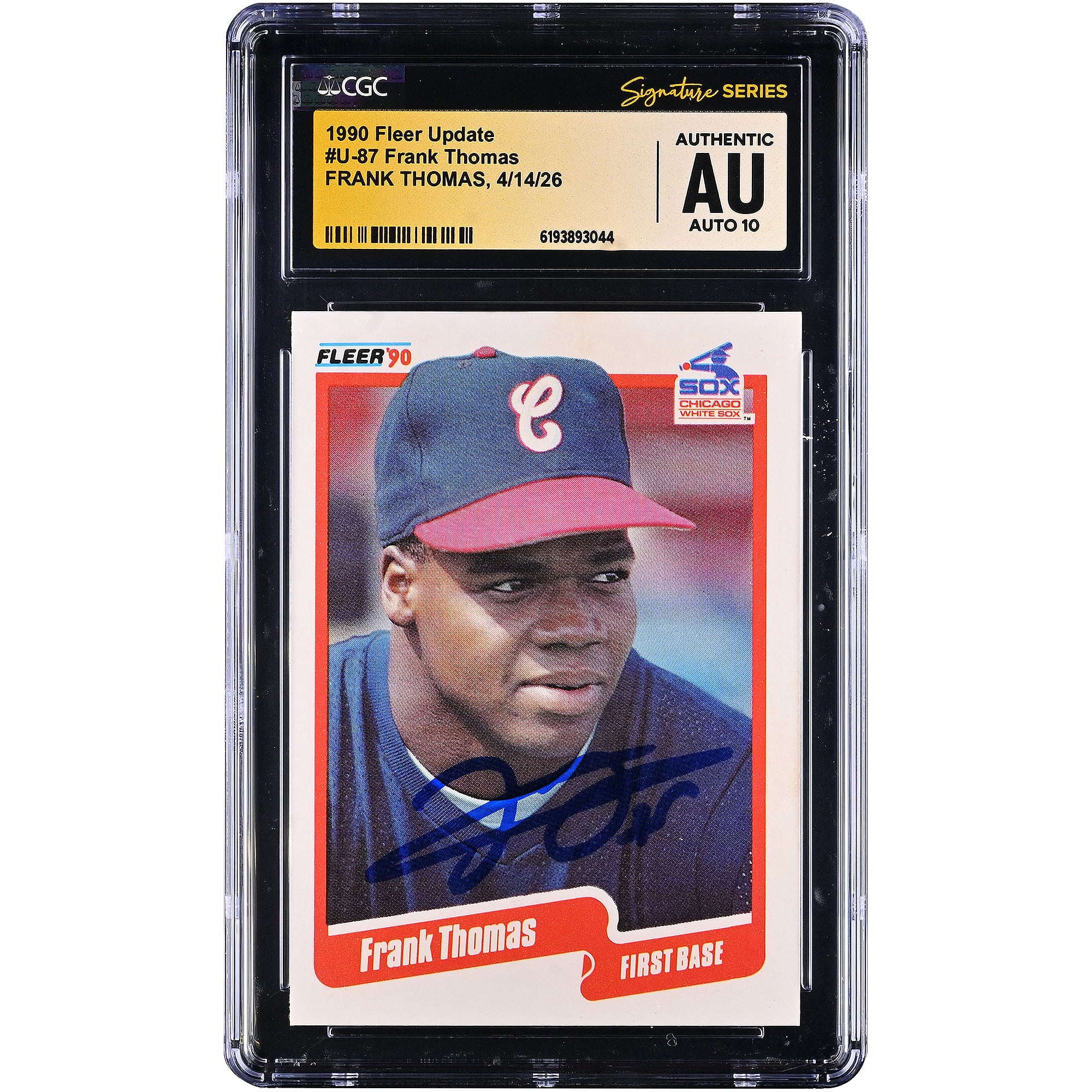 Frank Thomas Chicago White Sox Autographed 1990 Fleer Update #U-87 CGC Fanatics Witnessed Authenticated AUTO 10 Rookie Card