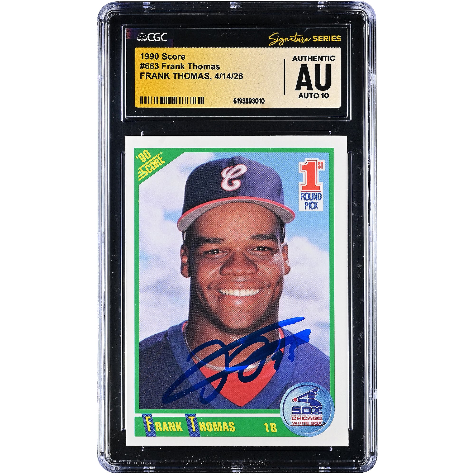 Frank Thomas Chicago White Sox Autographed 1990 Score #663 CGC Fanatics Witnessed Authenticated AUTO 10 Rookie Card