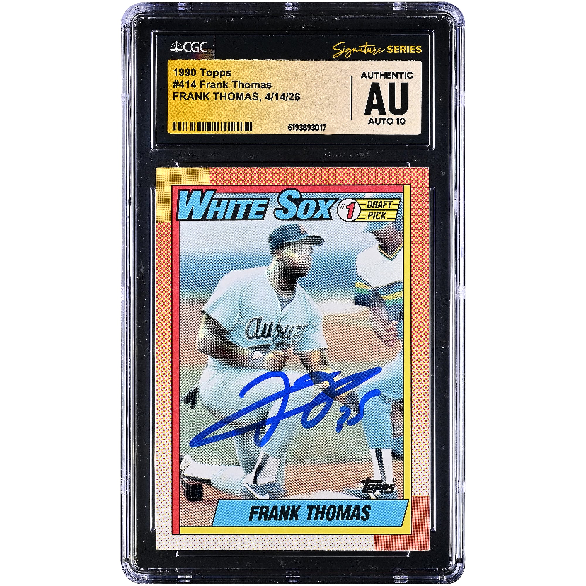 Frank Thomas Chicago White Sox Autographed 1990 Topps #414 CGC Fanatics Witnessed Authenticated AUTO 10 Rookie Card