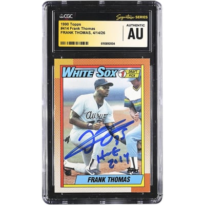 Frank Thomas Chicago White Sox Autographed 1990 Topps #414 CGC Fanatics Witnessed Authenticated Rookie Card with "HOF 2014" Inscription