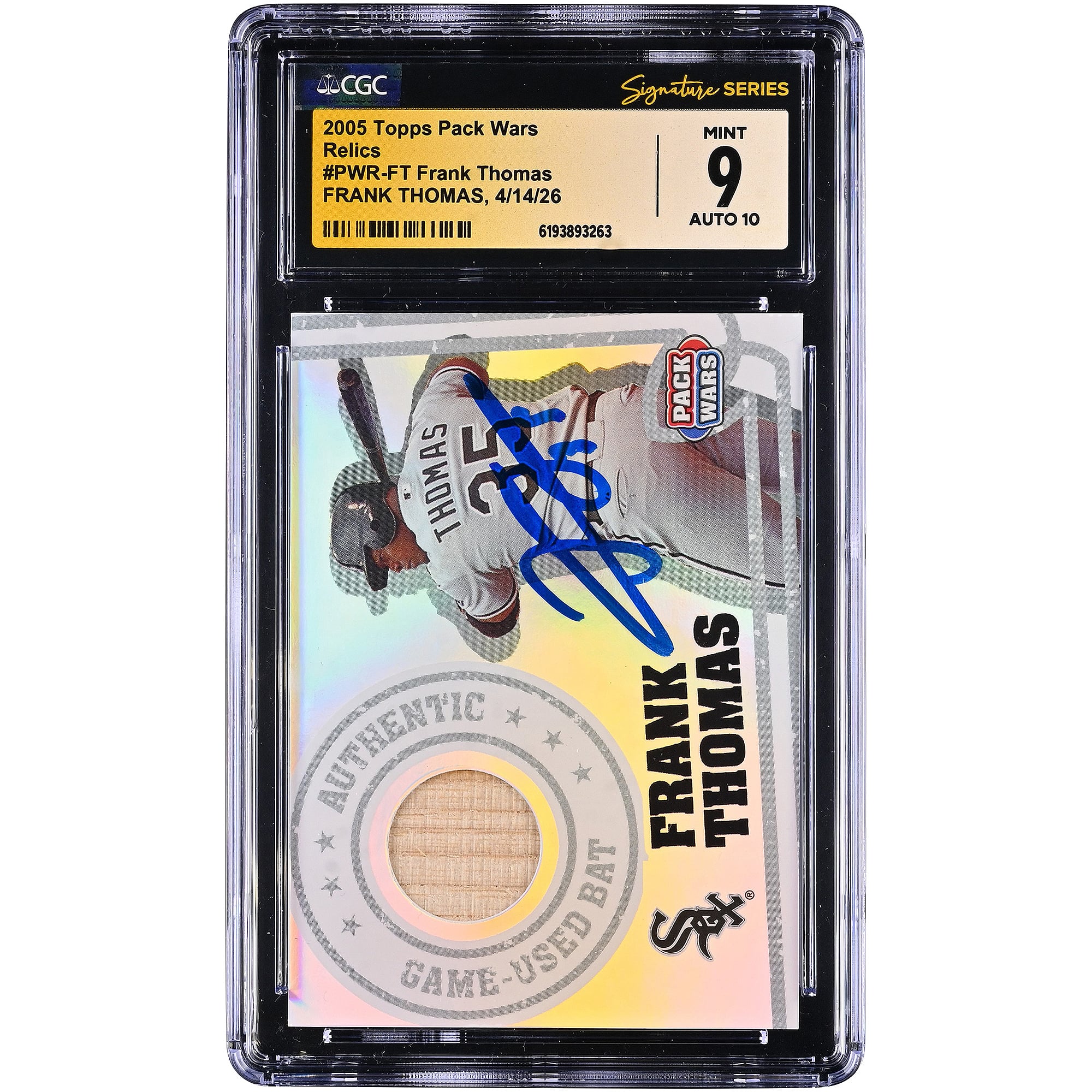 Frank Thomas Chicago White Sox Autographed 2005 Topps Pack Wars Relics #PWR-FT CGC Fanatics Witnessed Authenticated 9/10 Card