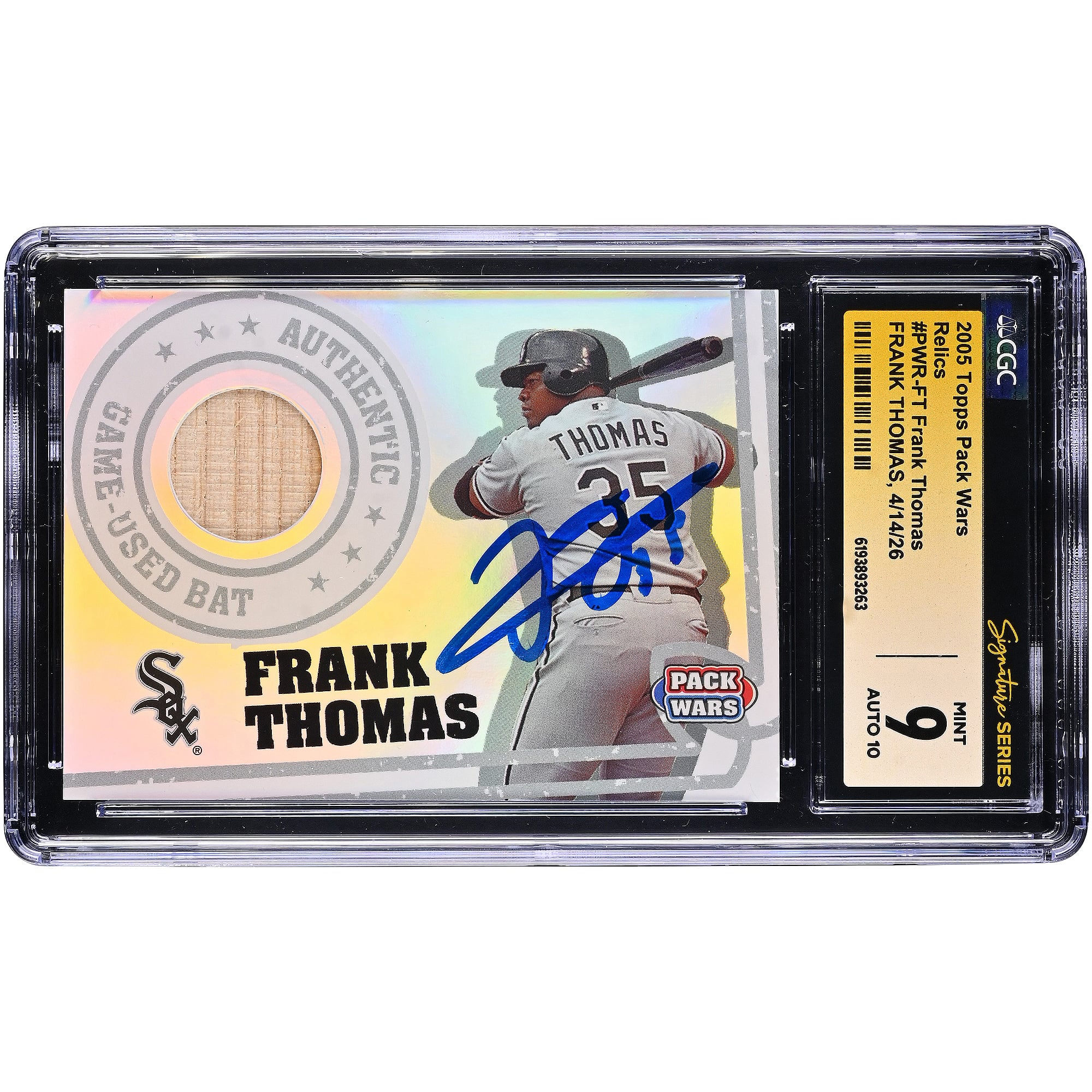 Frank Thomas Chicago White Sox Autographed 2005 Topps Pack Wars Relics #PWR-FT CGC Fanatics Witnessed Authenticated 9/10 Card