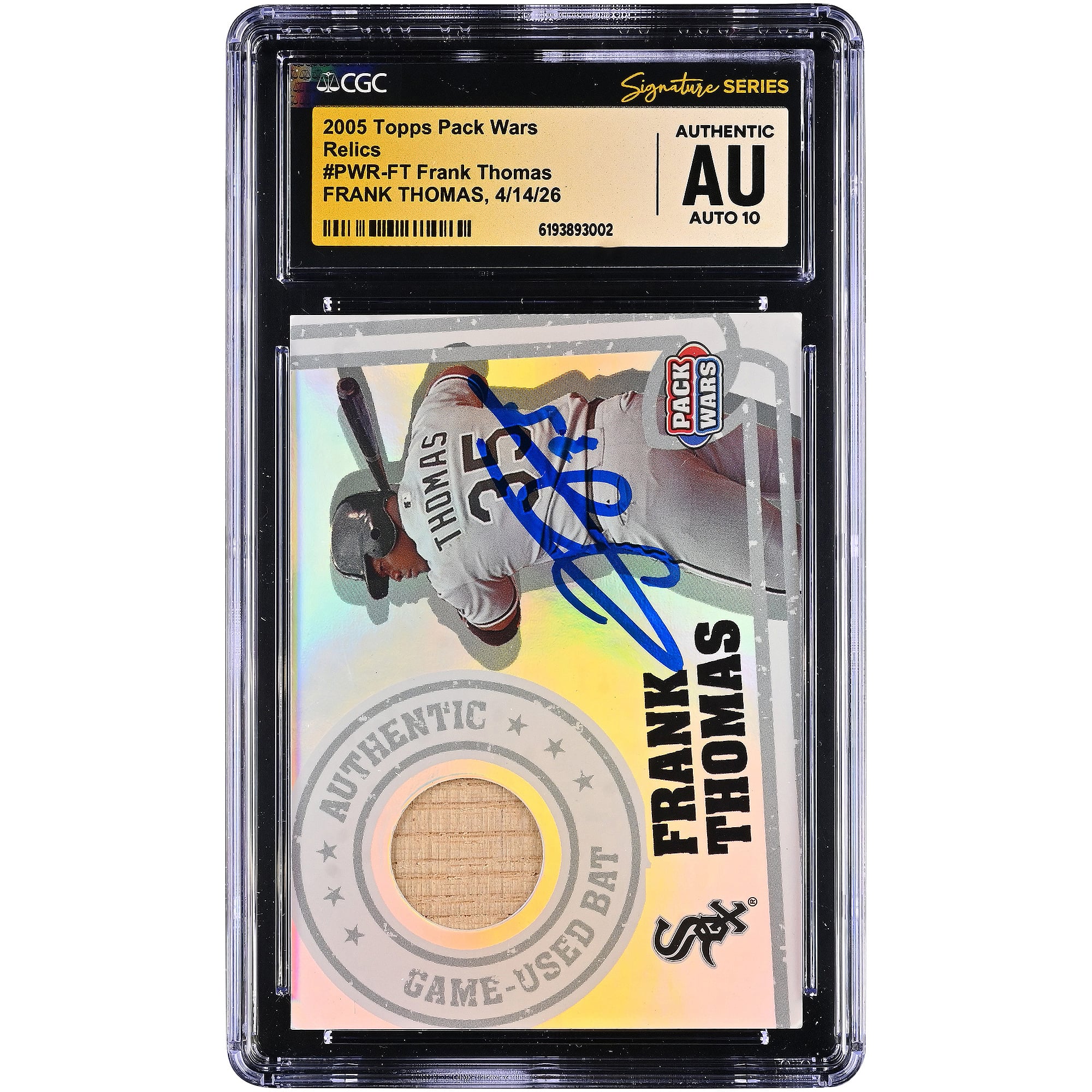 Frank Thomas Chicago White Sox Autographed 2005 Topps Pack Wars Relics #PWR-FT CGC Fanatics Witnessed Authenticated AUTO 10 Card