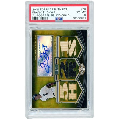 Frank Thomas Chicago White Sox Autographed 2010 Topps Triple Threads Game Used Bat & Jersey Relics #TTAR-56 #4/9 PSA Authenticated 8 Card