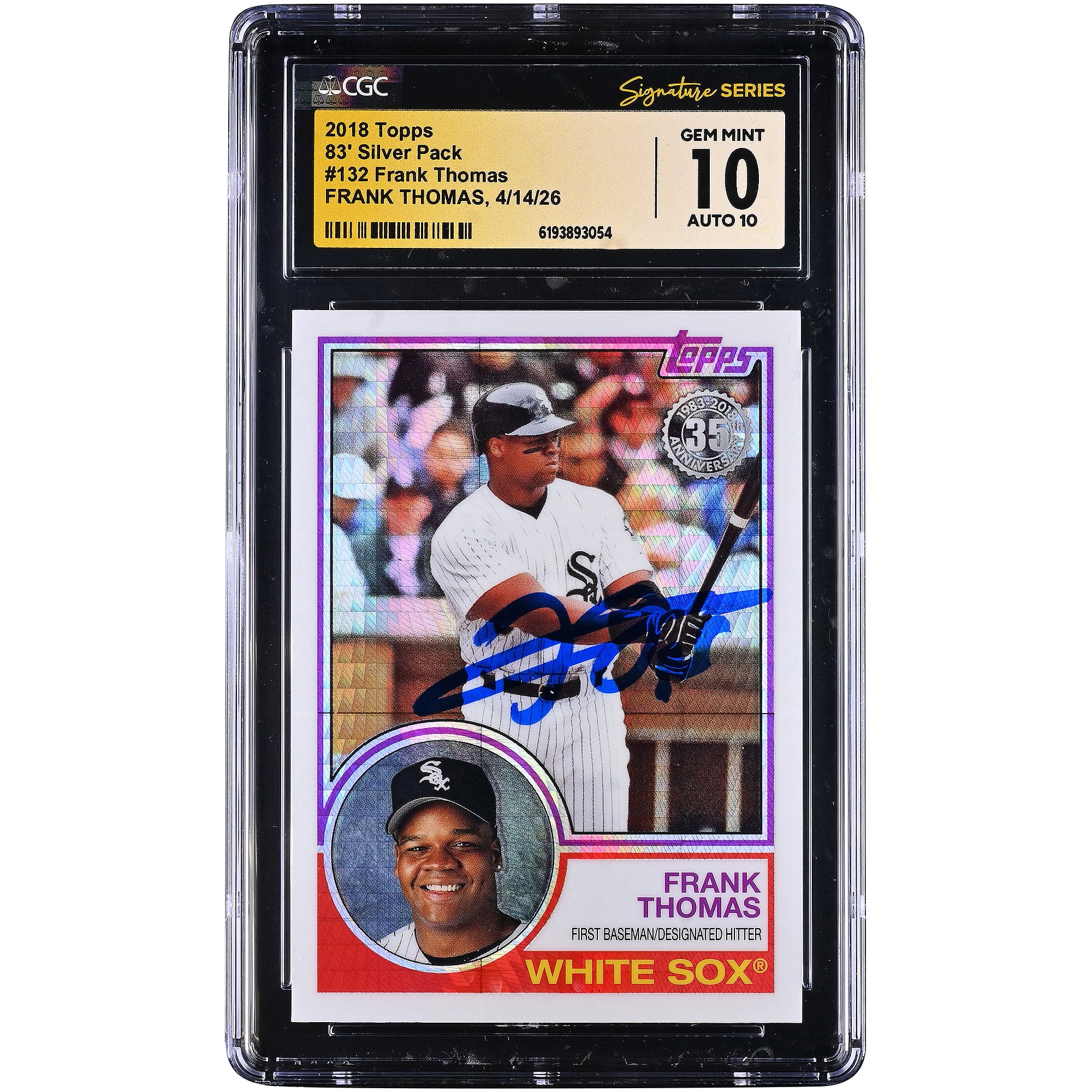 Frank Thomas Chicago White Sox Autographed 2018 Topps '83 Silver Pack #132 CGC Fanatics Witnessed Authenticated 10/10 Card