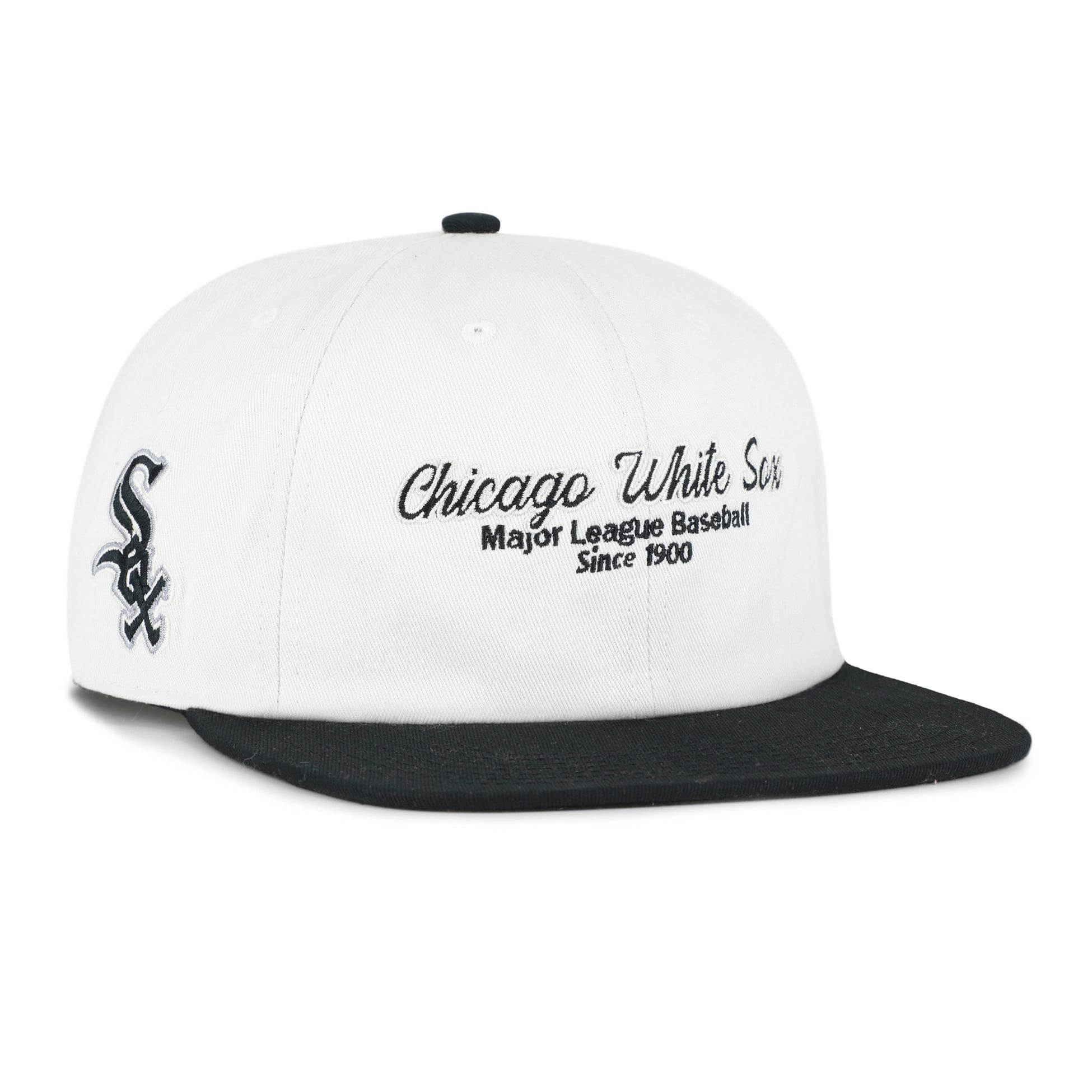 Men's '47 White/Black Chicago White Sox Script Stack Relaxed Captain Snapback
