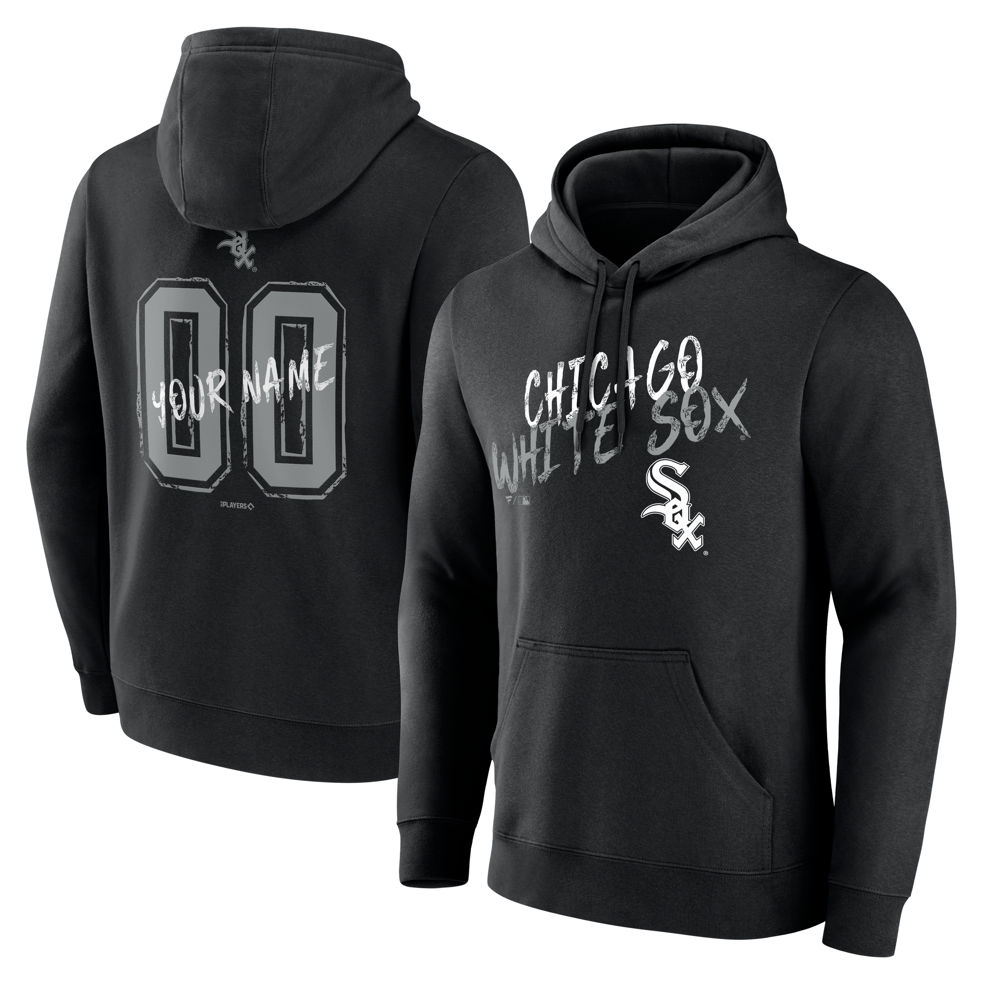 Sweat à capuche noir pour homme Chicago White Sox Hustle personnalisé avec nom et numéro
