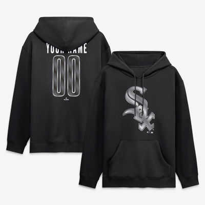 Chicago White Sox  Metallic Mascot Personalized Name & Number Hoodie - Black