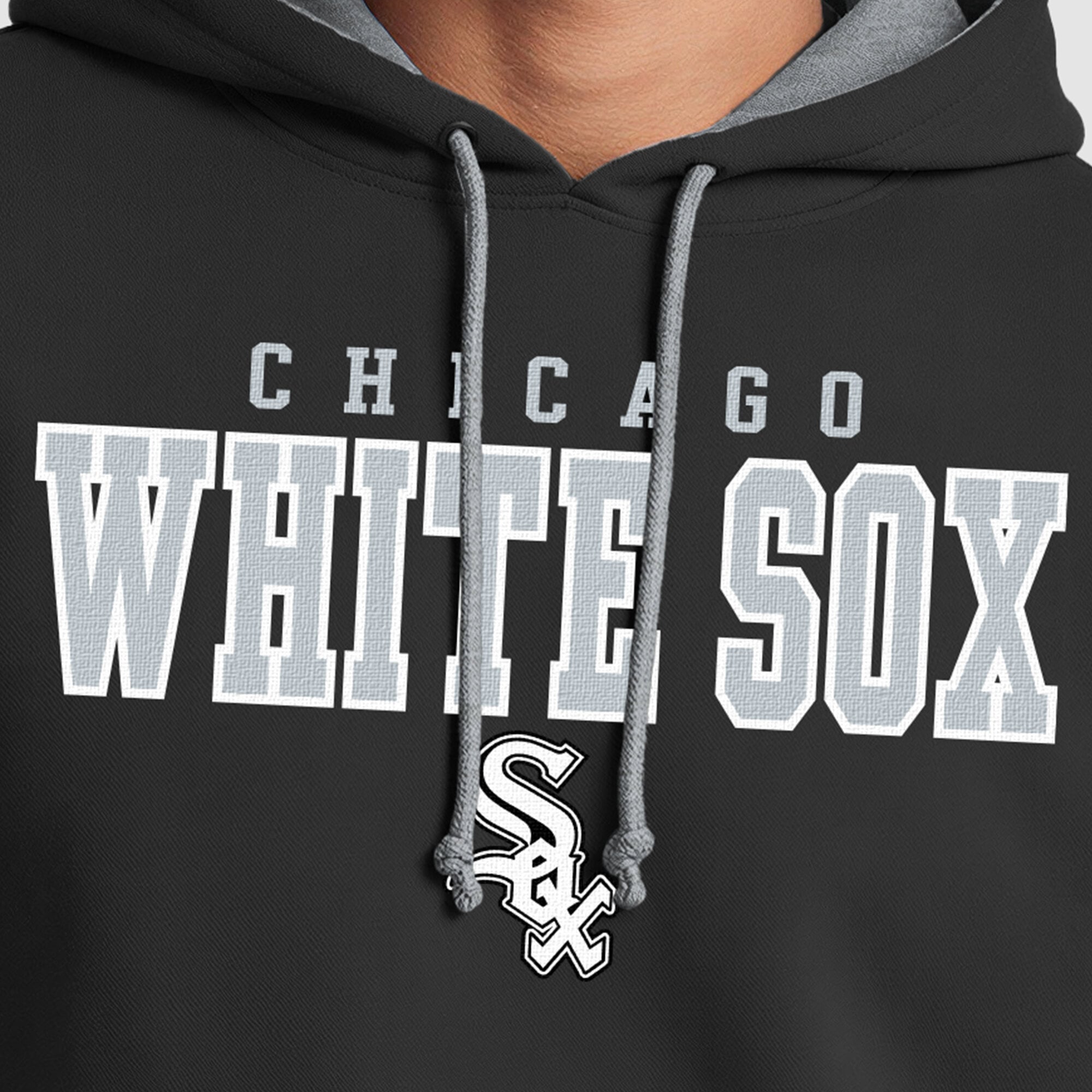Sweat à capuche polaire Champion noir pour homme, aux couleurs des White Sox de Chicago
