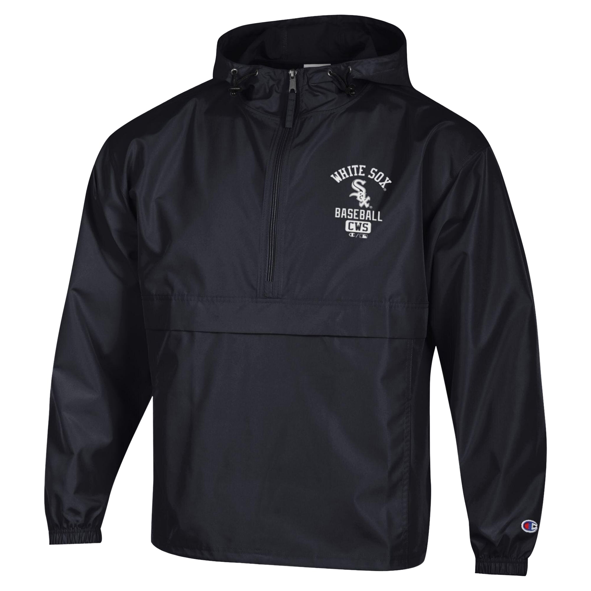 Men's Champion Black Chicago White Sox Packable Windbreaker Half-Zip Jacket