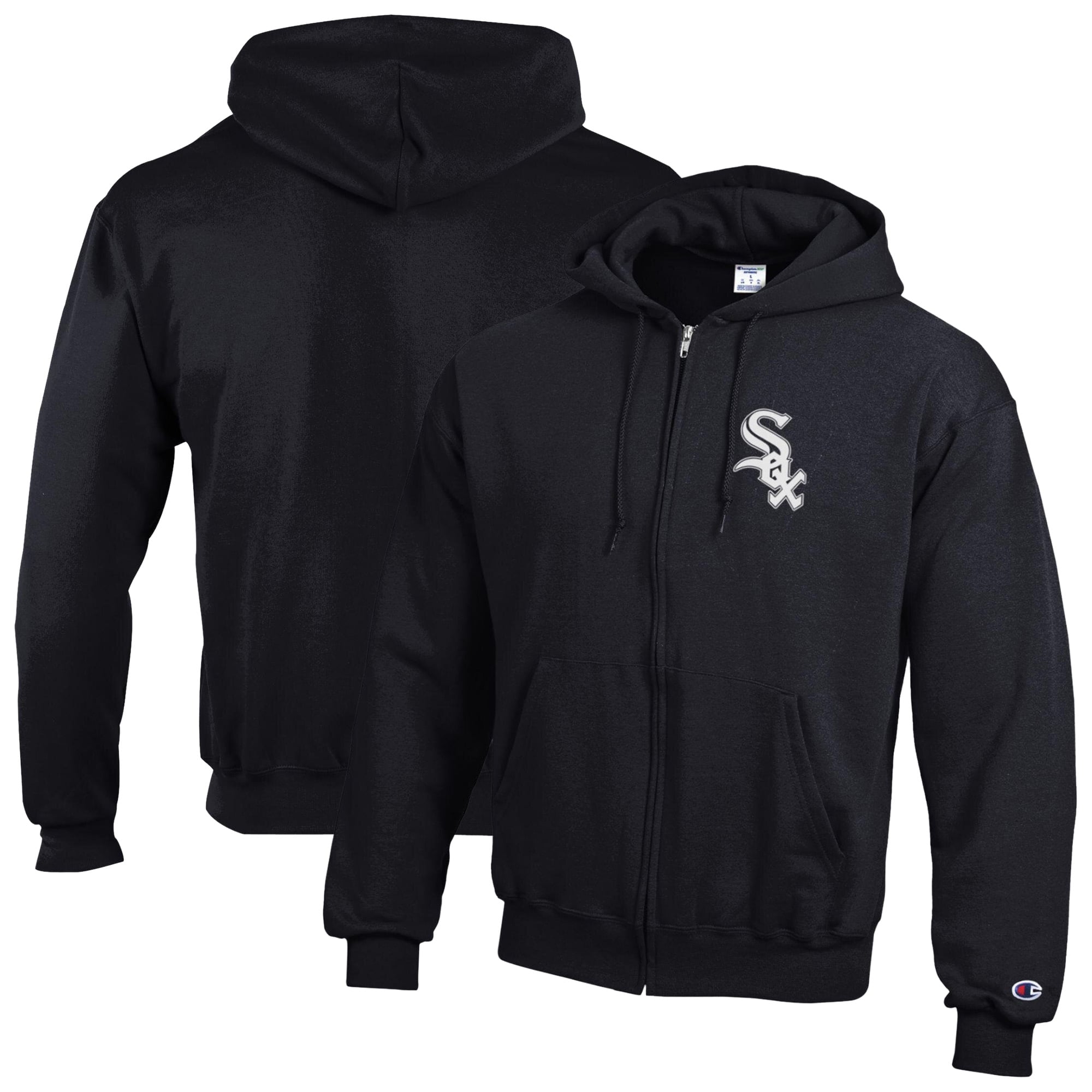 Sweat à capuche zippé Champion noir Chicago White Sox Powerblend pour homme