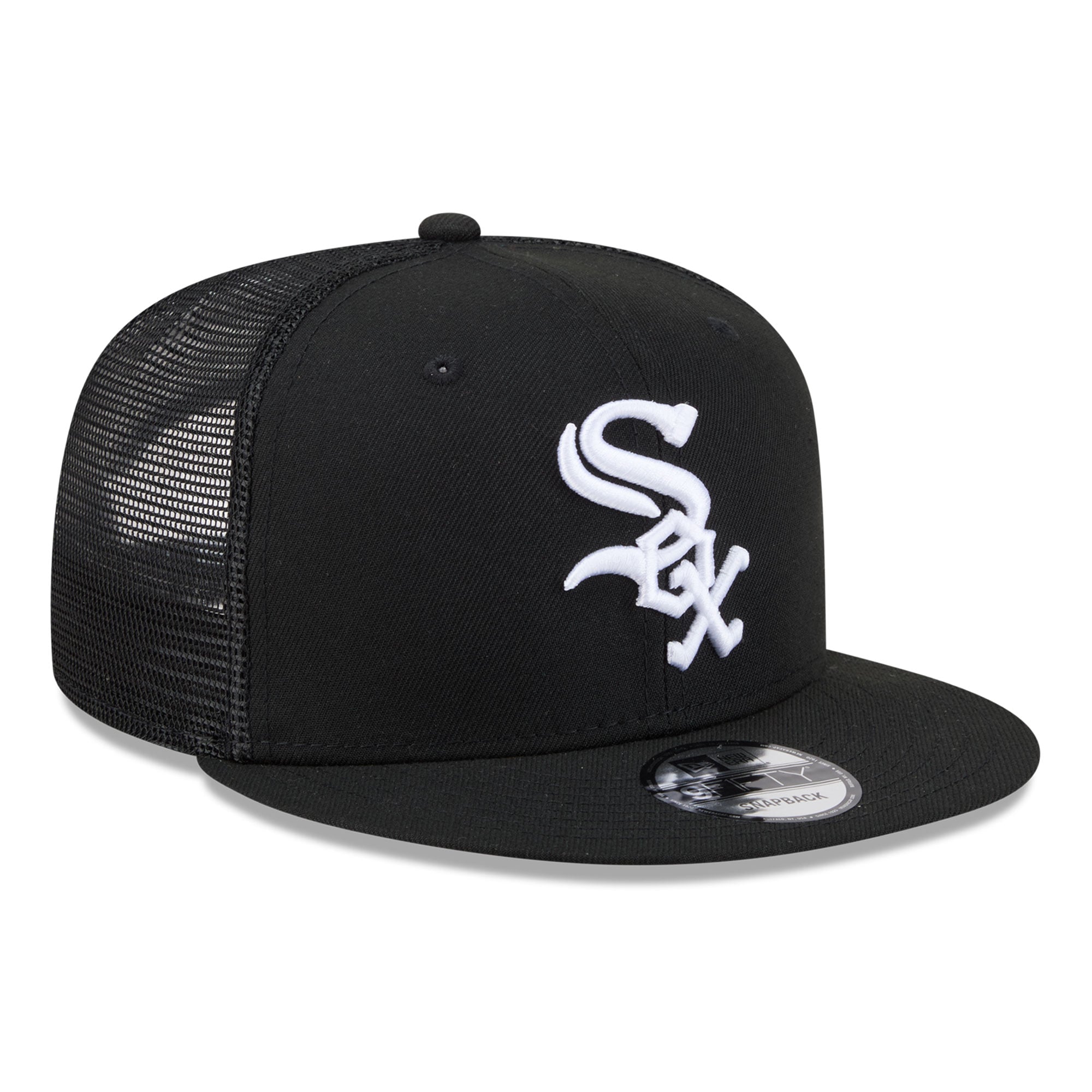 Casquette trucker ajustable New Era 9FIFTY noire pour homme, Chicago White Sox