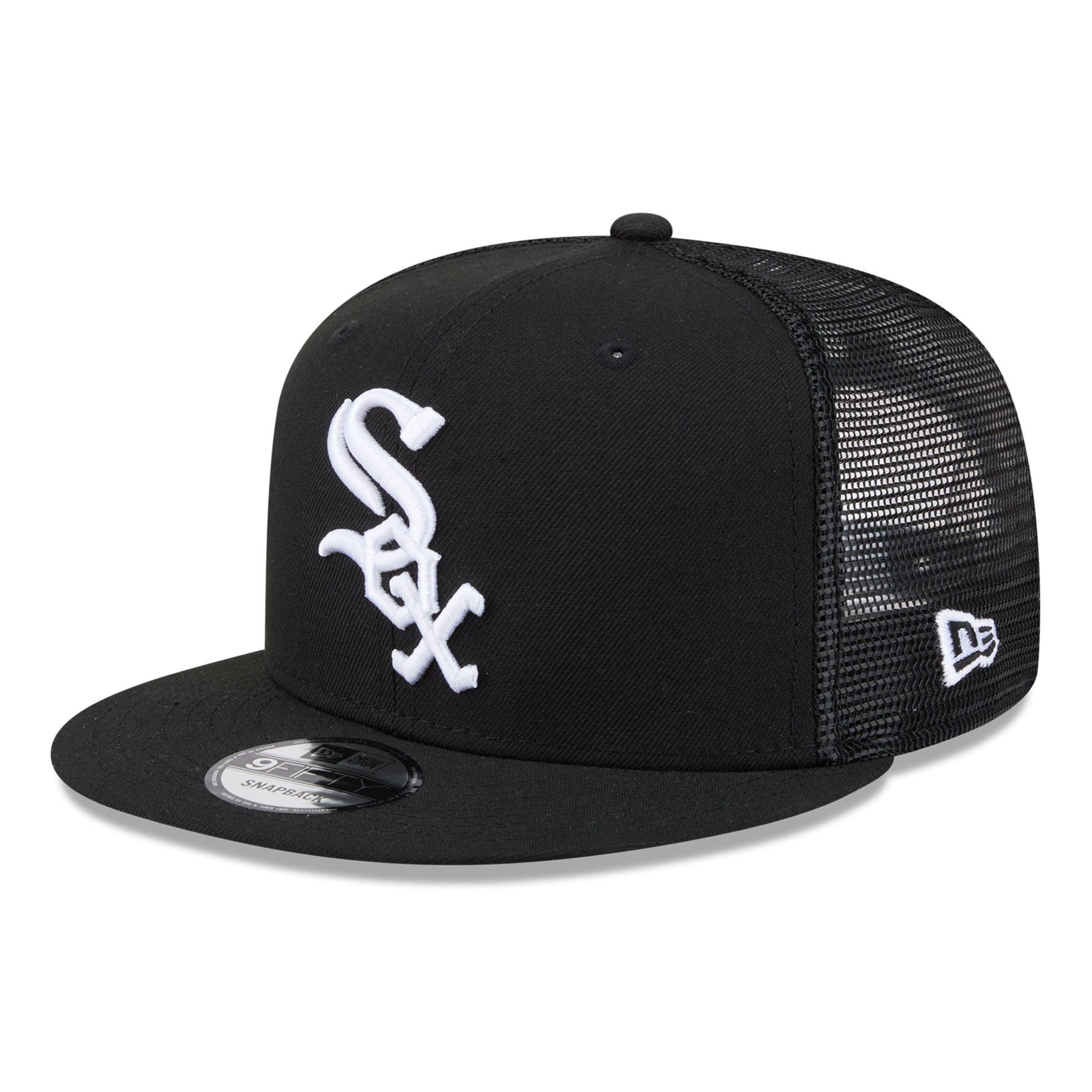 Casquette trucker ajustable New Era 9FIFTY noire pour homme, Chicago White Sox