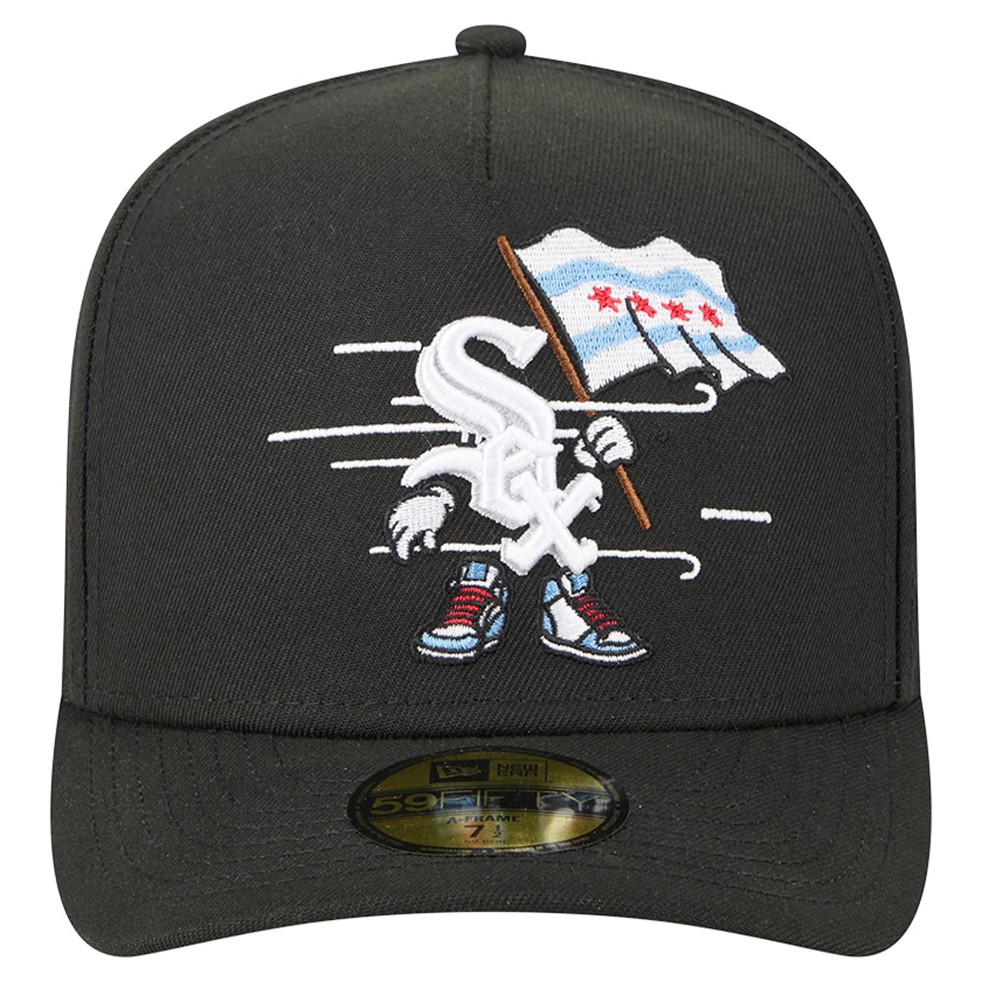 Casquette ajustée New Era 59FIFTY noire pour homme, motif dessin animé des Chicago White Sox