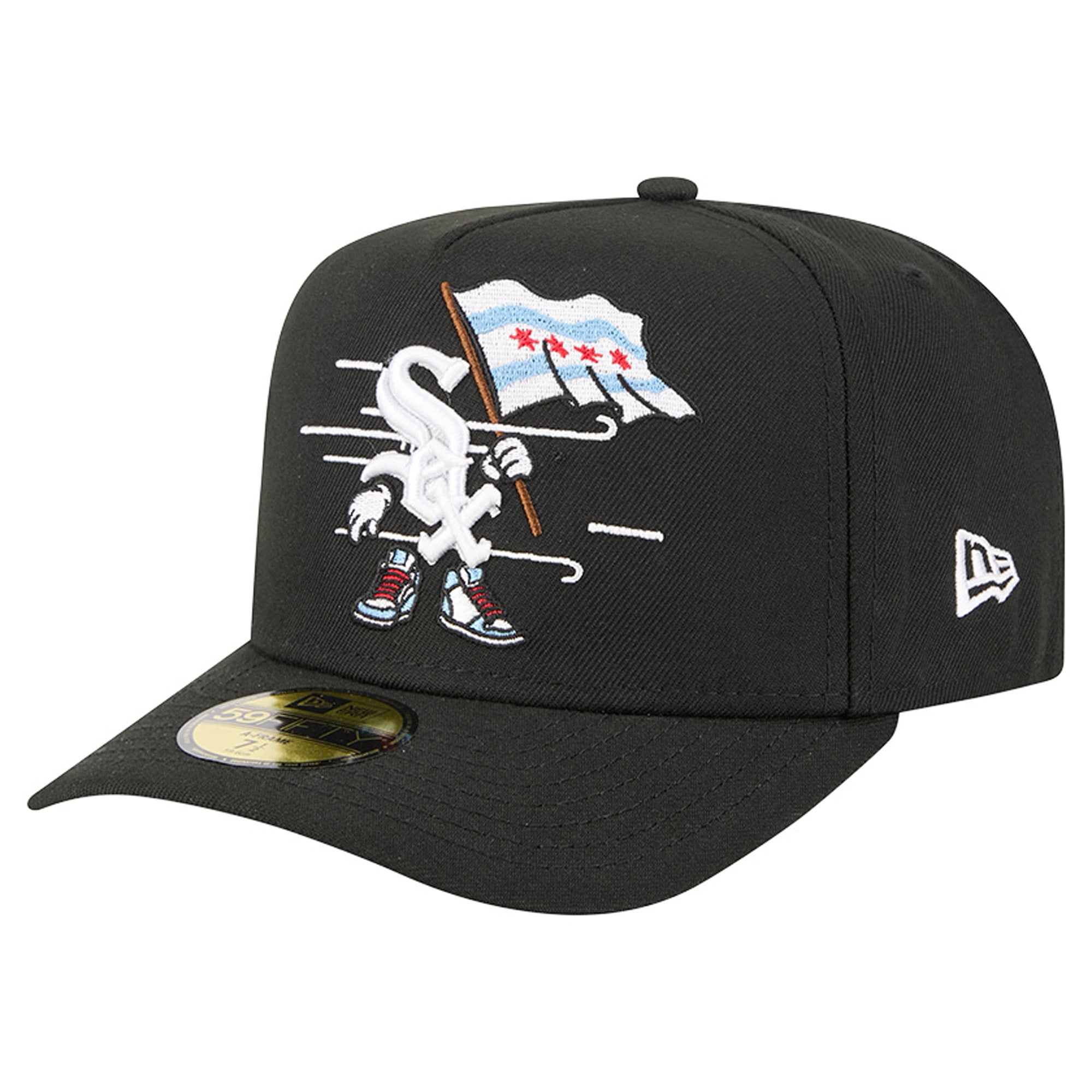 Casquette ajustée New Era 59FIFTY noire pour homme, motif dessin animé des Chicago White Sox