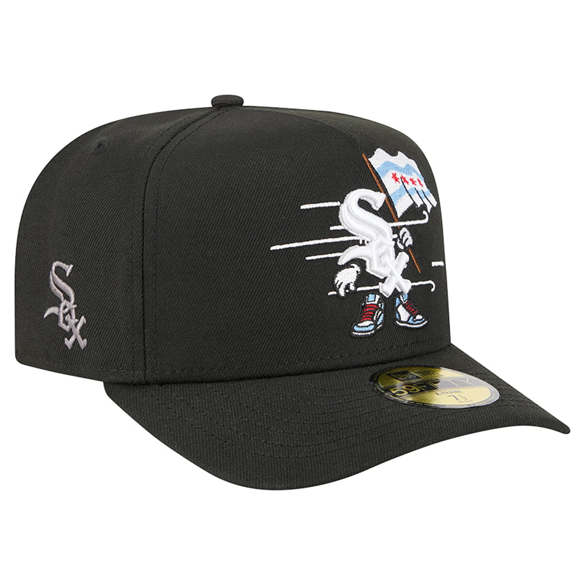 Casquette ajustée New Era 59FIFTY noire pour homme, motif dessin animé des Chicago White Sox