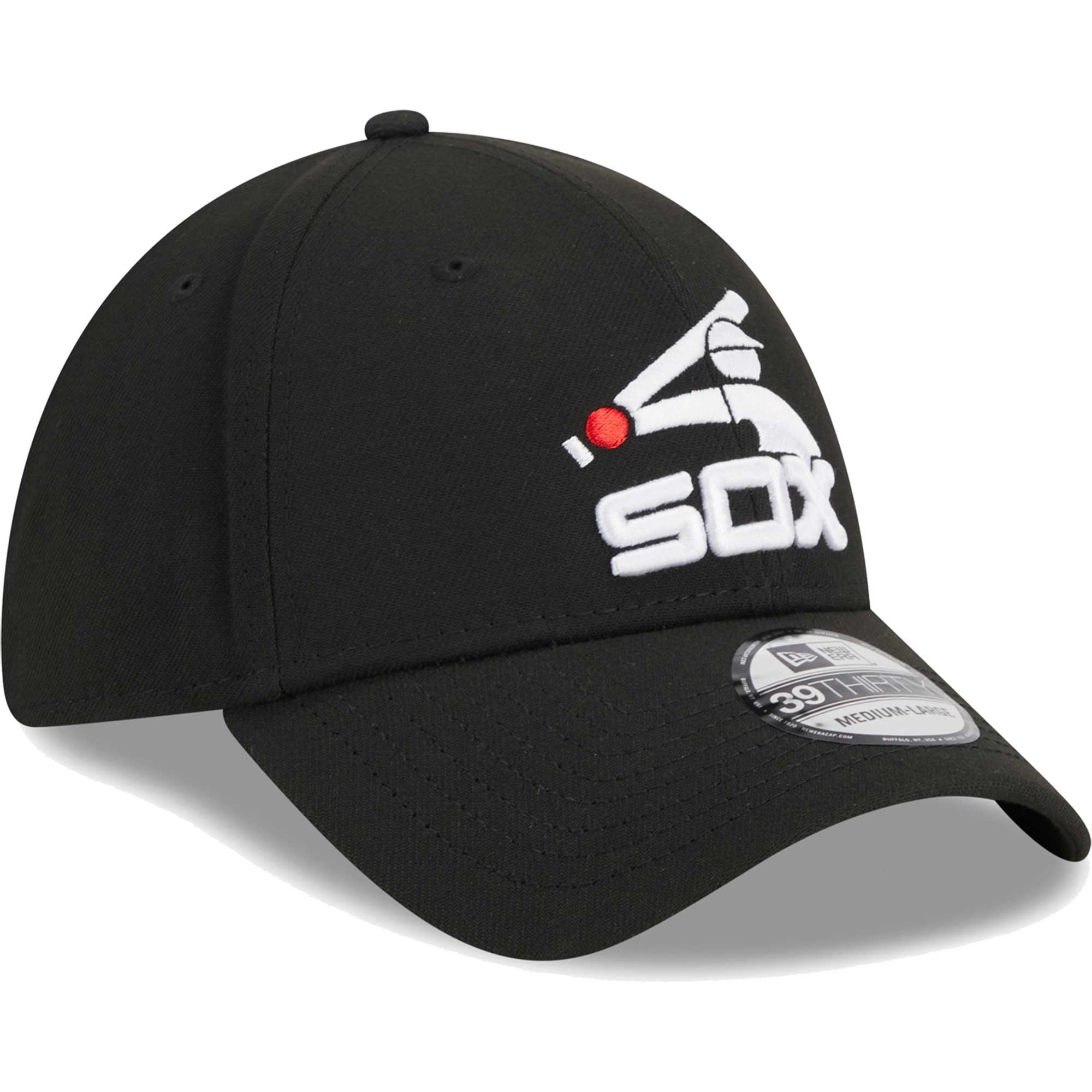 Men's New Era Black Chicago White Sox Logo 39THIRTY Flex Hat