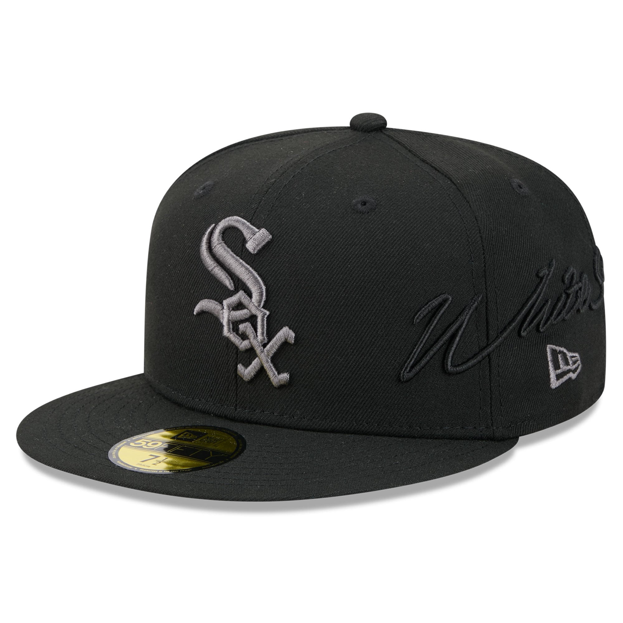Men's New Era Black Chicago White Sox Side Script 59FIFTY Fitted Hat