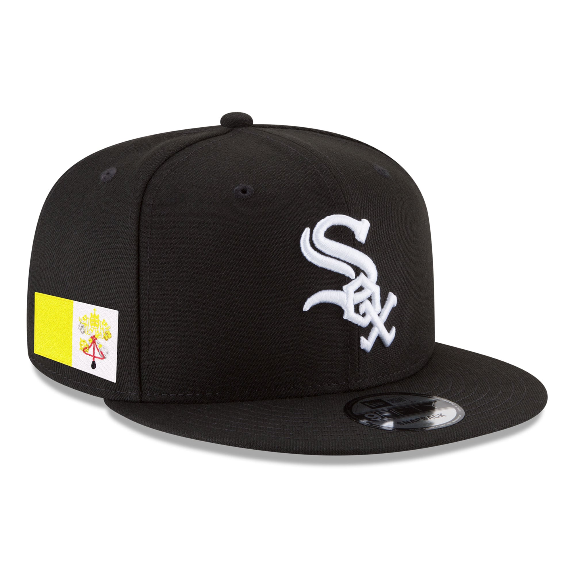 Casquette snapback New Era 9FIFTY noire pour homme, Chicago White Sox, écusson latéral Vatican
