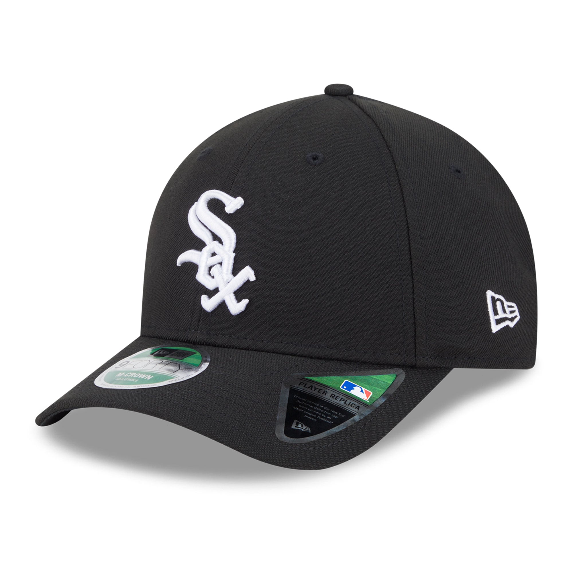 Casquette New Era noire pour homme Chicago White Sox, réplique du patch latéral Vatican, modèle 9FORTY M-Crown ajustable