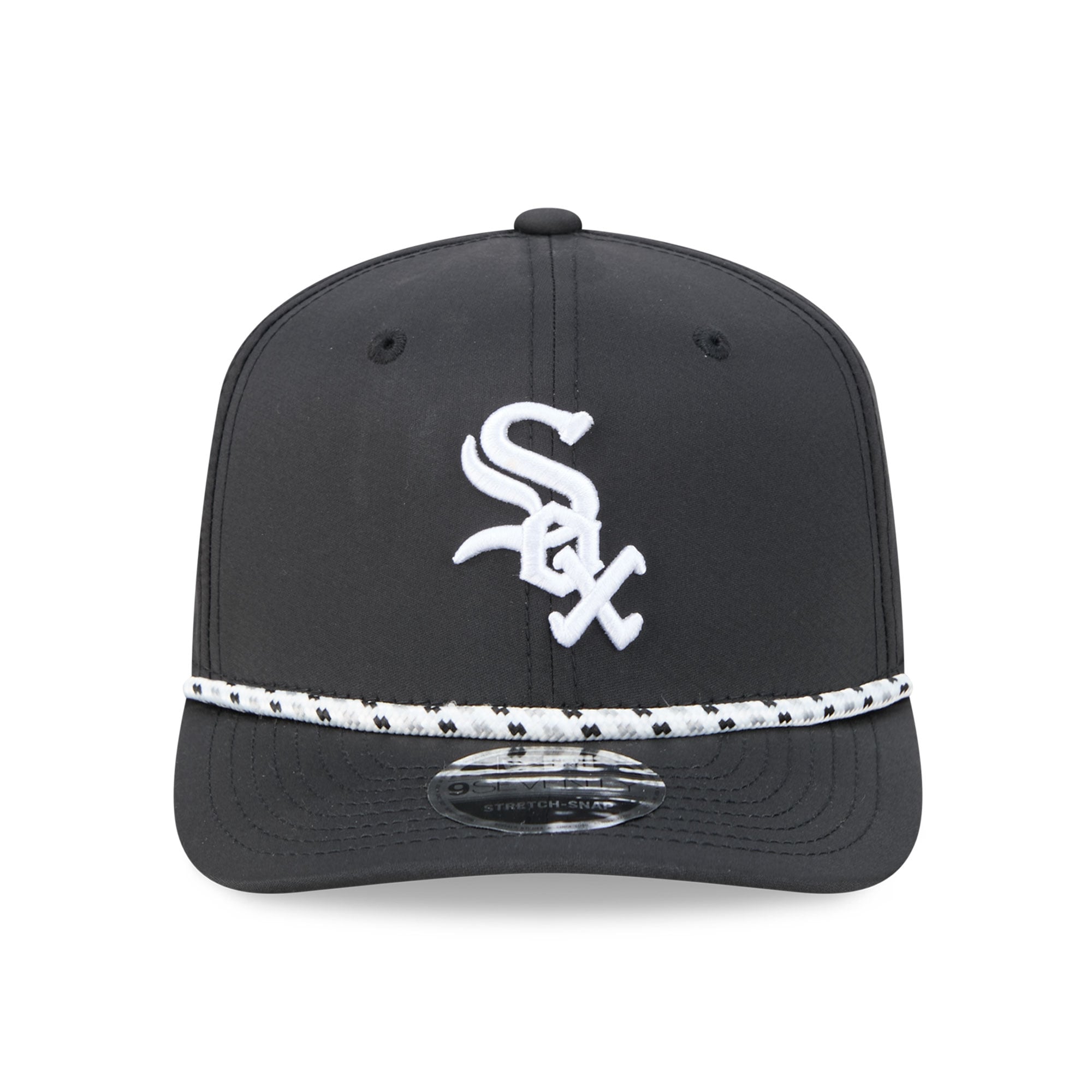 Casquette New Era noire pour homme Chicago White Sox, modèle 9SEVENTY à cordon ajustable.