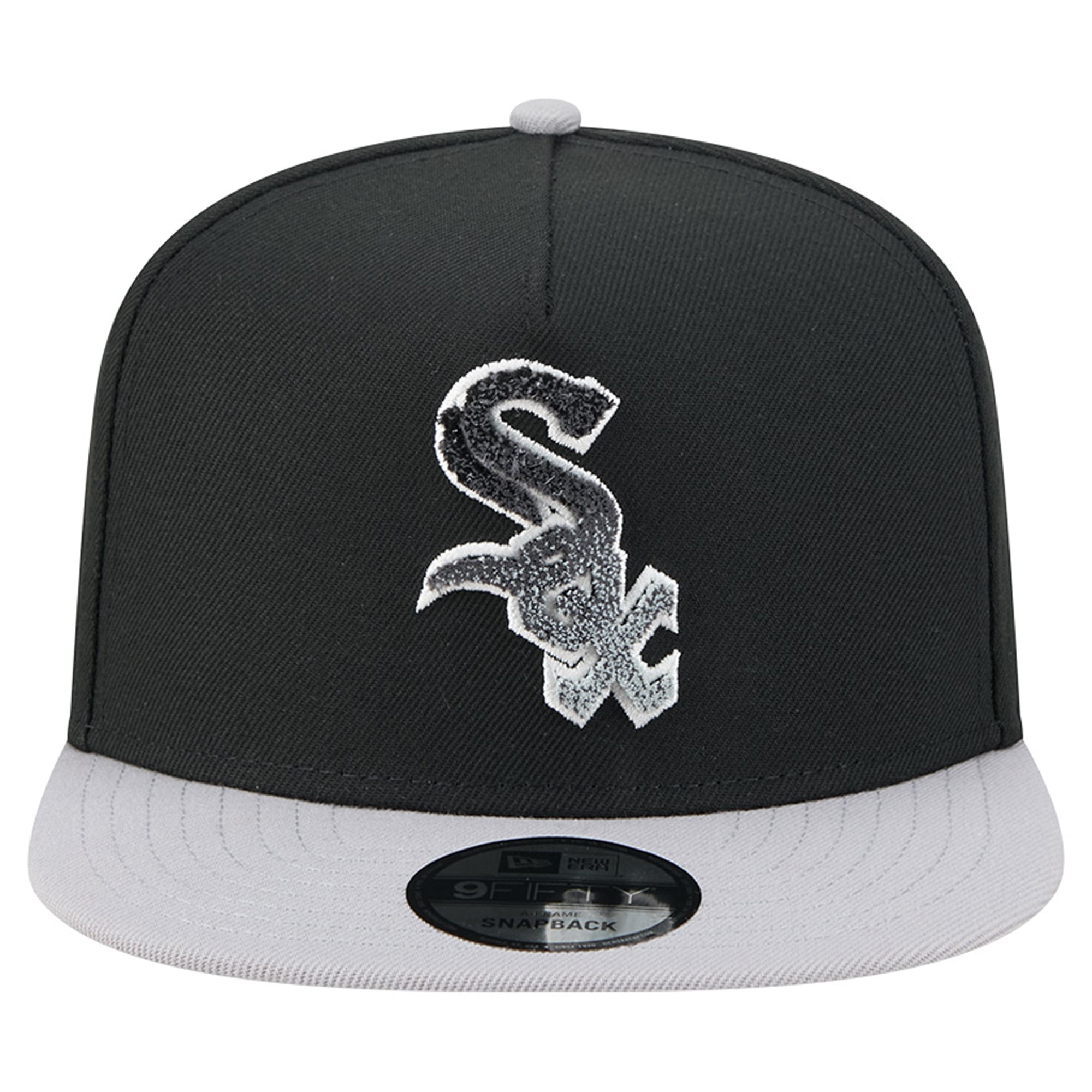Casquette snapback New Era 9FIFTY pour homme, noire et grise, Chicago White Sox, en chenille dégradée.