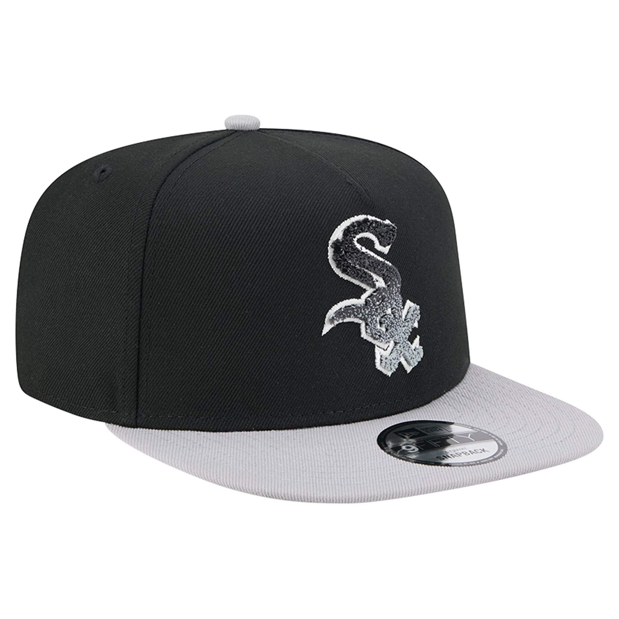 Casquette snapback New Era 9FIFTY pour homme, noire et grise, Chicago White Sox, en chenille dégradée.