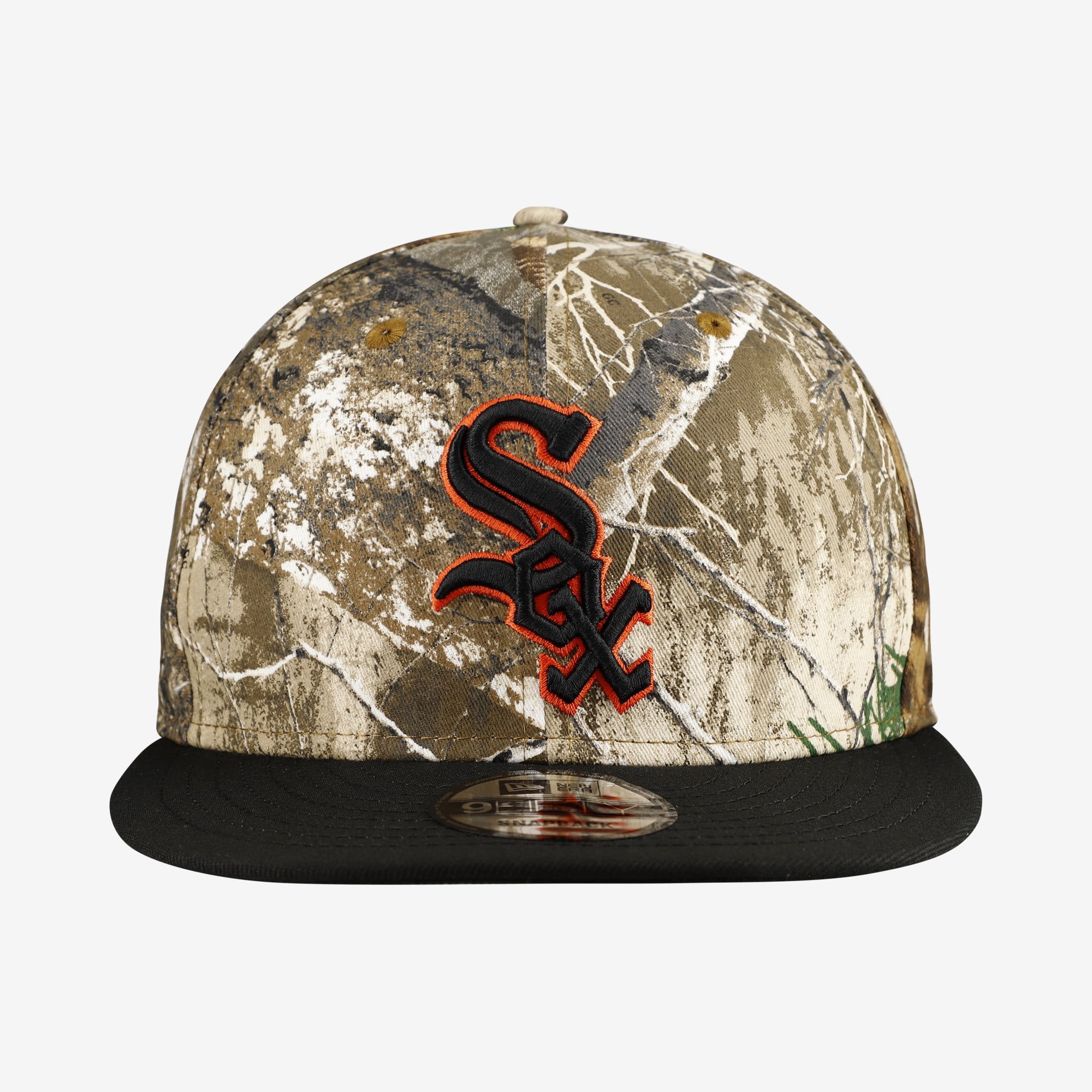 Casquette snapback New Era 9FIFTY pour homme, motif camouflage Chicago White Sox Realtree Orange Pop