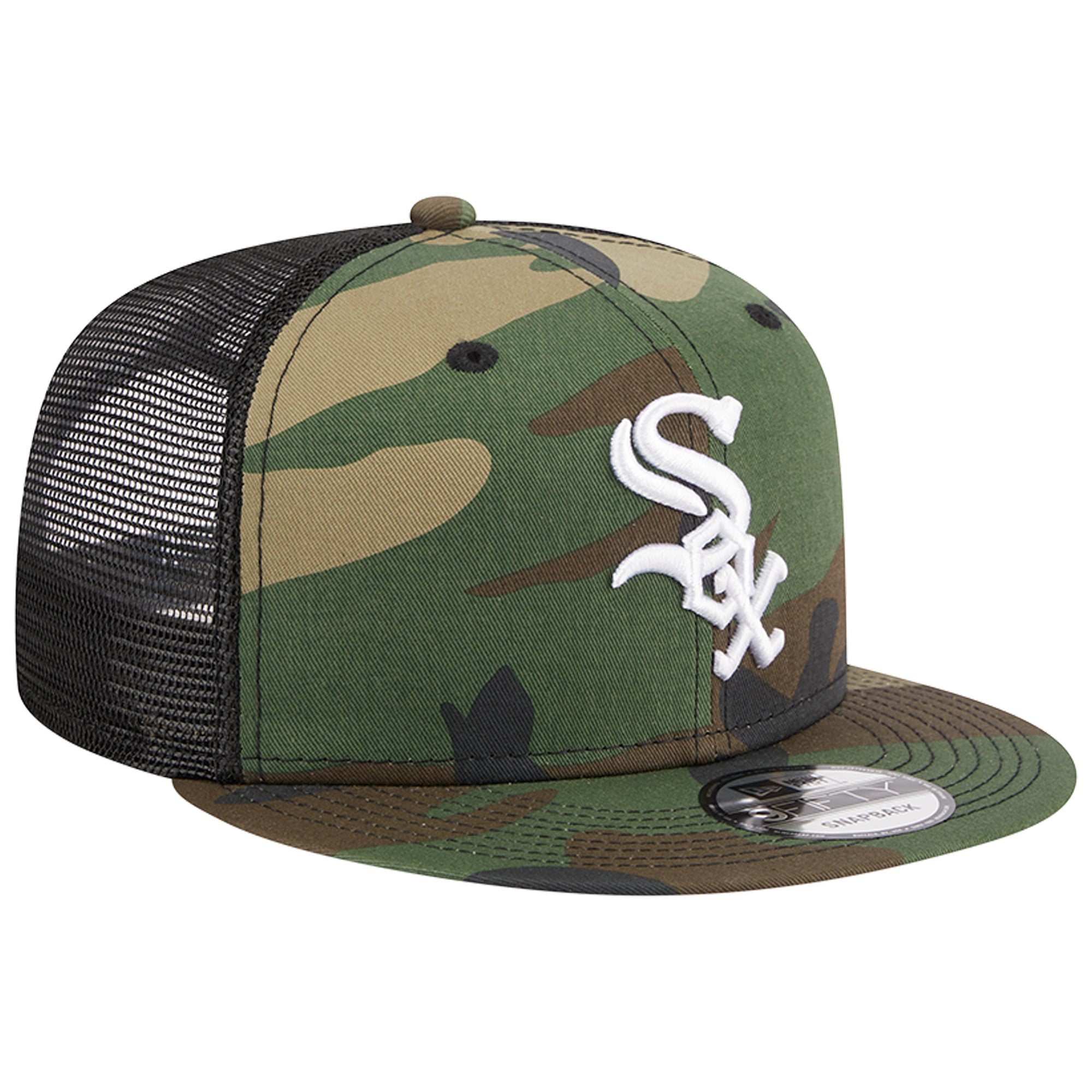 Casquette New Era Camo Chicago White Sox Woodland Camo Trucker 9FIFTY Snapback pour homme