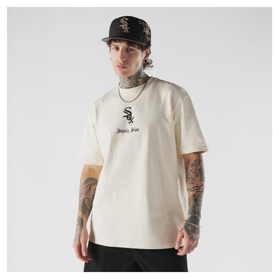  Chicago White Sox New Era Heritage Gothic Lettering T-Shirt - Cream