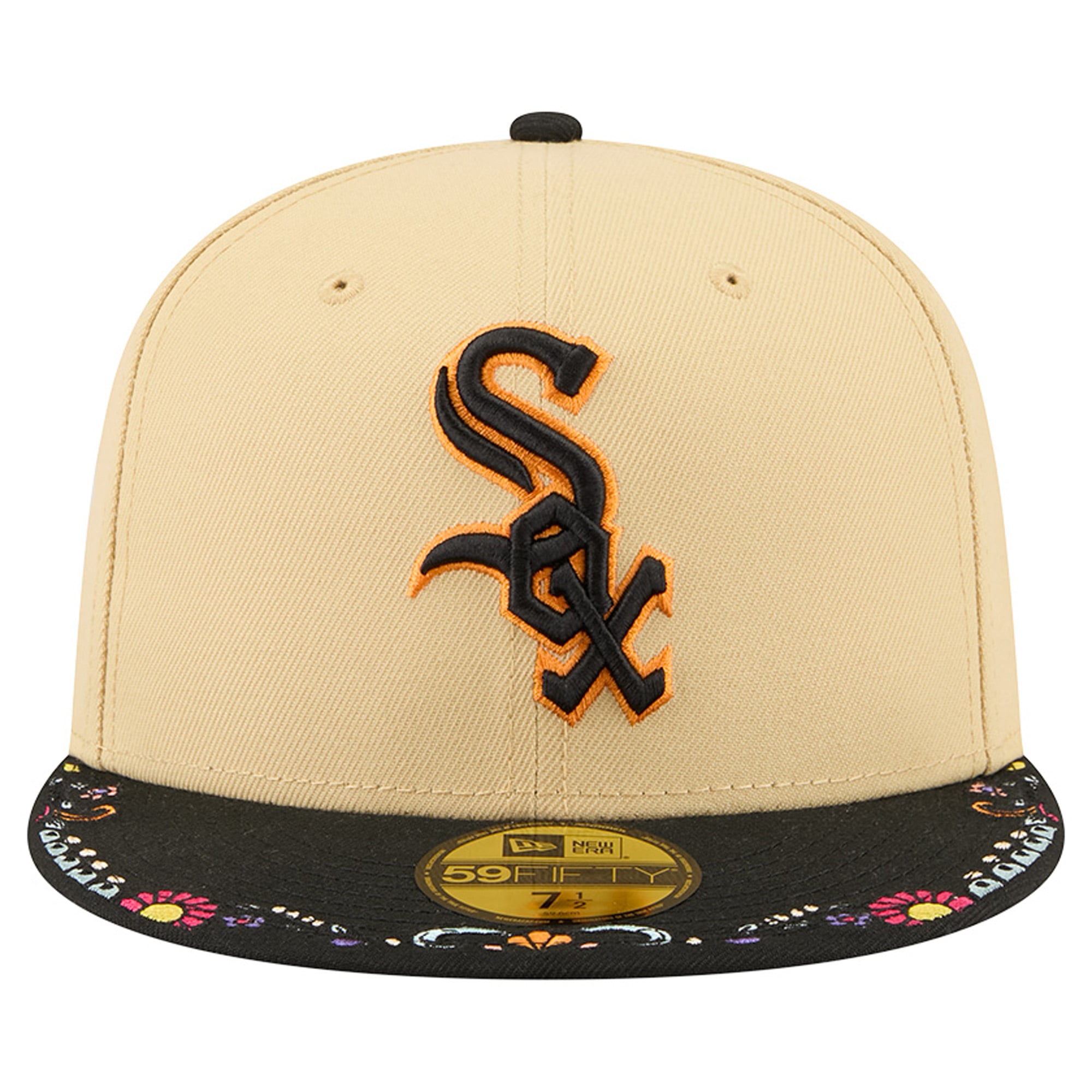 Men's New Era Light Beige Chicago White Sox Two-Tone Embroidered Visor 59FIFTY Fitted Hat