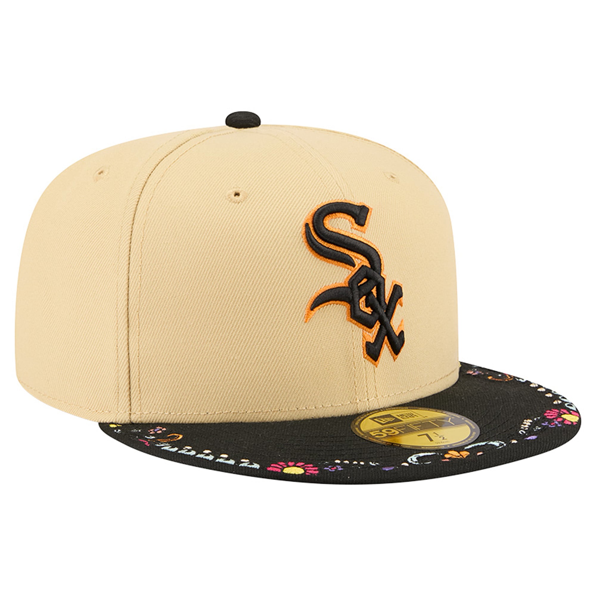 Men's New Era Light Beige Chicago White Sox Two-Tone Embroidered Visor 59FIFTY Fitted Hat