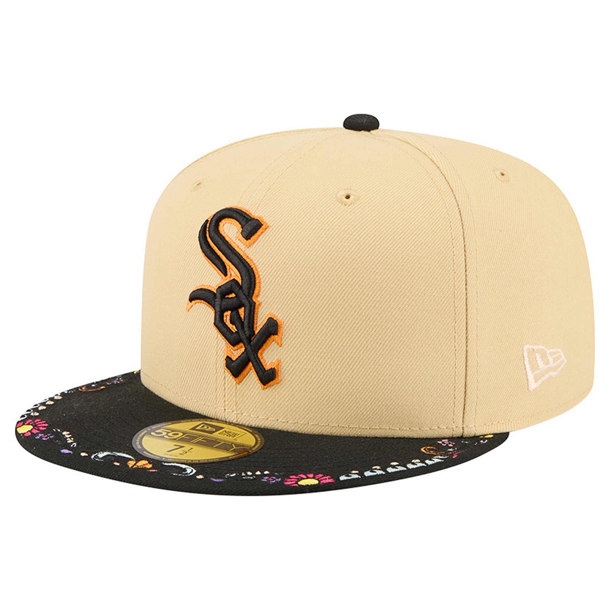 Men's New Era Light Beige Chicago White Sox Two-Tone Embroidered Visor 59FIFTY Fitted Hat