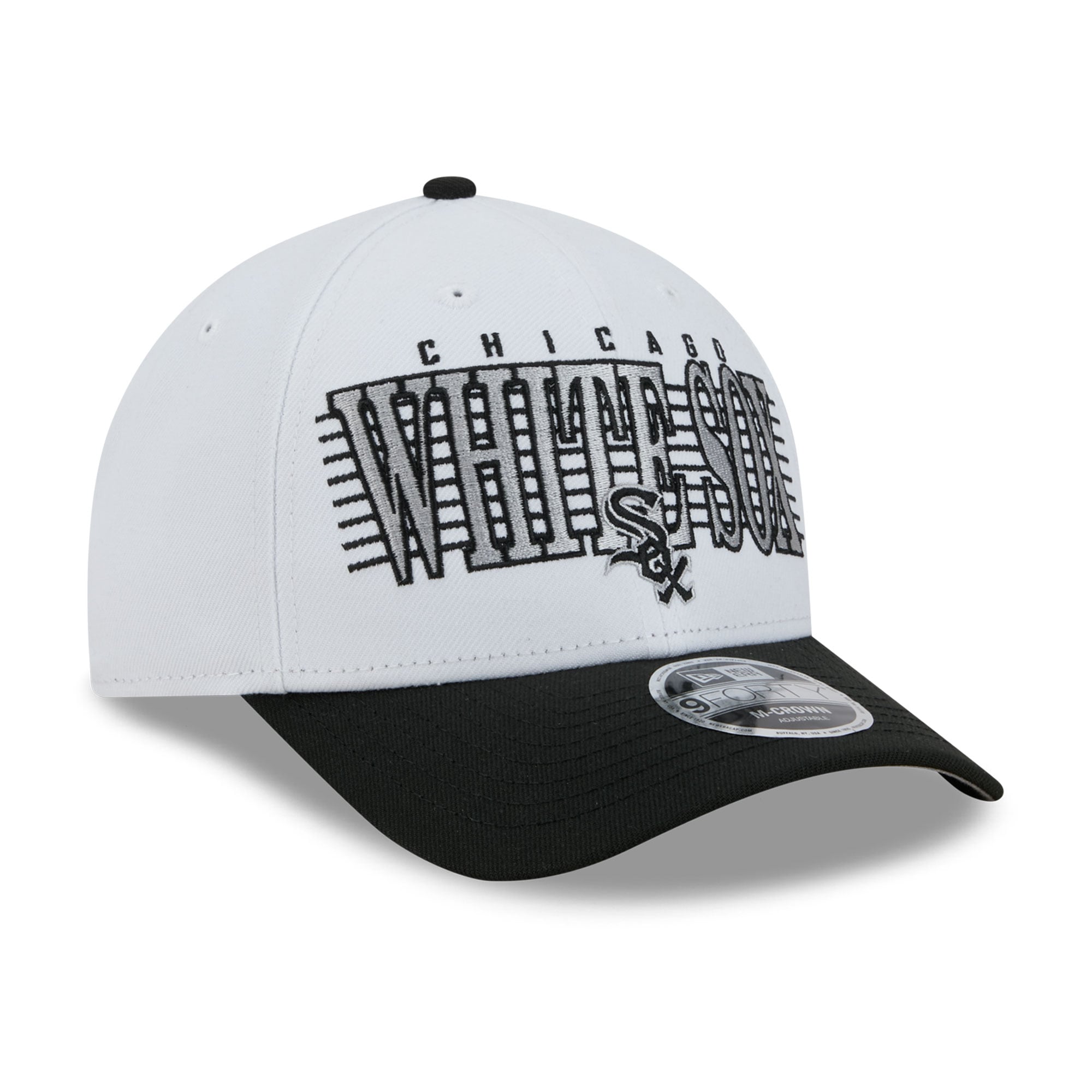 Casquette ajustable New Era blanche et noire Chicago White Sox Loyal 9FORTY M-Crown pour homme
